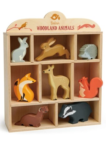 Animalut Tender Leaf Display Shelf With 8 Wooden Animals Woodlands (tl8470)