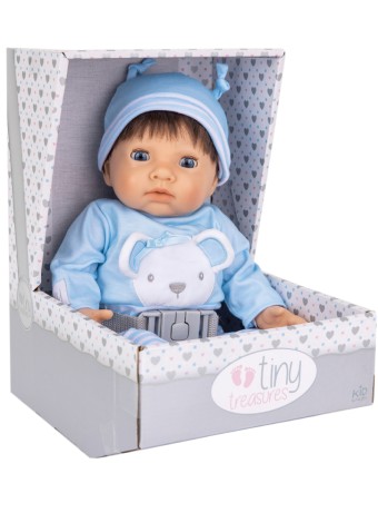 Papusa Tiny Treasures Blue Bear Doll Brown Hair (30543)
