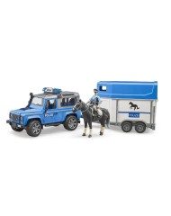 Vehicul Bruder Land Rover Defender Police W/horse Trailer (br2588)