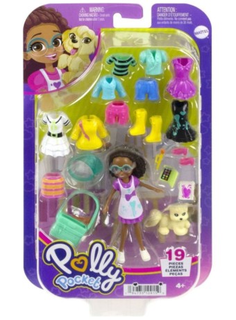 Papusa Set Polly Pocket Medium Painting Dark Skin With Pet (hkv91)