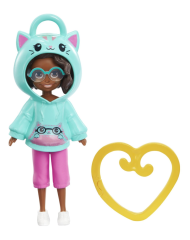 Papusa Polly Pocket Hoodie Buddy Cat Dark Skin ...