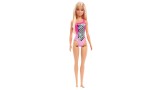 Papusa Barbie Beach Blond With Tropical Checkers Pink Swimsuit (hdc50)