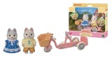 Figurina Statueta Sylvanian Families Tandem Cycling Husky Sister & Brother 5637