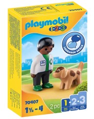 Playmobil R 1.2.3 Vet With Dog 70407