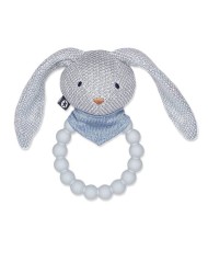 Smallstuff Rattle Silicone Ring & Knitted Bunny Light Blue