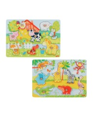 Puzzle Goki Farm Animals & African Baby Animals Lift-out (1240193/1240209)