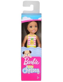 Papusa Barbie Club Chelsea Beach Brunette Girl With Pineapple Swimsuit (ghv57) 