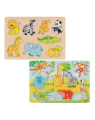Goki African Baby Animals & Zoo Animals, Lift Out Puzzle (1240209/1240262)