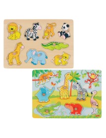 Goki African Baby Animals & Zoo Animals, Lift Out Puzzle (1240209/1240262) 