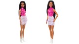 Papusa Barbie Doll Fashionistas 215 Pink Star-print Top Black Straight Hair Doll (hrh13)
