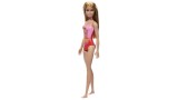 Papusa Barbie Beach Blond Hair Doll Wearing Pink Palm Tree-print Swimsuit (hpv19)