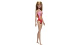 Papusa Barbie Beach Blond Hair Doll Wearing Pink Palm Tree-print Swimsuit (hpv19)