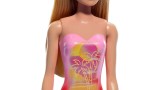 Papusa Barbie Beach Blond Hair Doll Wearing Pink Palm Tree-print Swimsuit (hpv19)