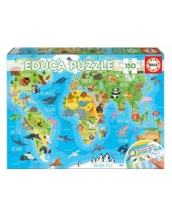Educa 150 Pcs World Map Animals Puzzle (018115)