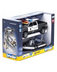 Bruder Ram 2500 Police Pickup With L+s Module, Trailer And Boat (02507)