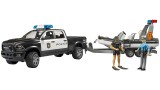  Bruder Ram 2500 Police Pickup With L+s Module Trailer And Boat (02507)