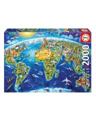 Educa Puzzle 2000 World Landmarks Globus (017129)