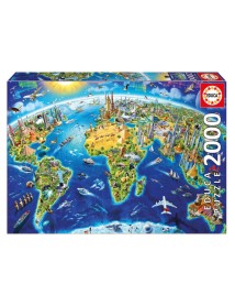 Educa Puzzle 2000 World Landmarks Globus (017129) 
