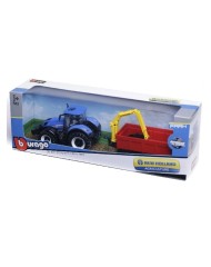 Burago Tractor W/combination Trailer N.h T7.615 10cm Blue (141510)
