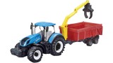  Burago Tractor W/combination Trailer N.h T7.615 10cm Blue (141510)