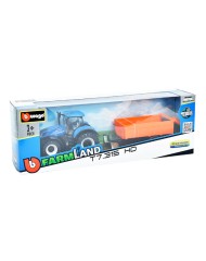Burago Tractor W/tipping Trailer N.h T7.615 10cm Blue (141511)