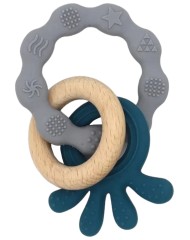 Magni Teether Bracelet Squid And Wood Appendix. Petroleum-green (5568)