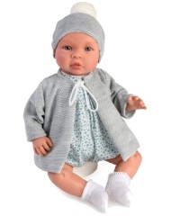 Asi Leonora Baby Doll In Blue Flowerprint Dress And Grey Jacket