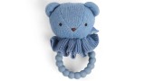 Jucarie Plus Smallstuff Rattle Bear Face On Silicone Ring Blue (40008-91)