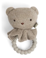 Smallstuff Rattle, Bear Face On Silicone Ring, Nature (40008-90)