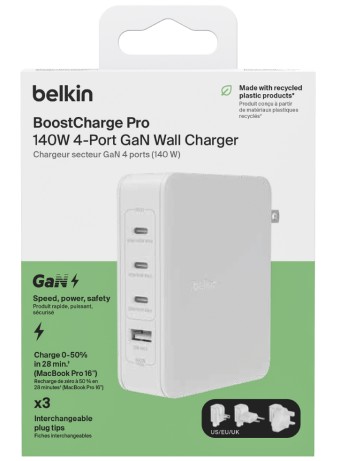 Belkin Pro 140w Gan Wall Charger (uk+eu+us Plug)