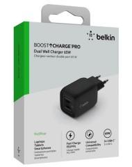 Belkin 65w Pd Pps Dual Usb-c Gan Charger Black ...