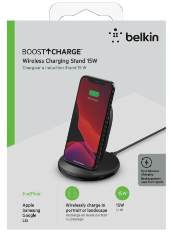 Belkin 15w Wireless Charging Stand Black (eu Power Supply Included)