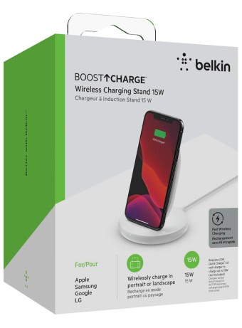 Belkin 15w Wireless Charging Stand White (eu Power Supply Included)