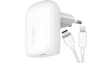 Belkin 30w Pd Pps Boostcharge Wall Charger + Usb-c Cable White Lightning Connector White