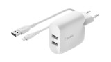 Belkin Dual Usb-a Wall Charger 1m Pvc A-ltg 24w White