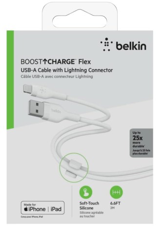 Belkin Boost Charge Usb-a To Ltg-silicone 2m White