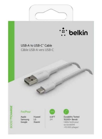 Belkin Boost Charge Usb-a To Usb-c Cable_braided 2m White