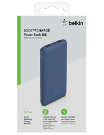 Belkin 10k Power Bank Usb-c 15w Dual Usb-a 15cm Usb-a To Usb-c Blue 