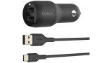 Belkin Dual Usb-a Car Charger 1m Pvc A-c 24w Black