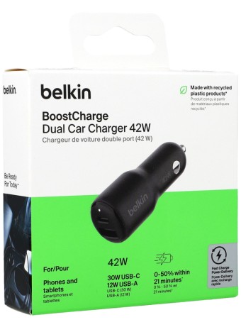 Belkin 42w-300w Usb-c Pd Pps + 12w Usb-a Car Charger