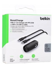 Belkin 30w Usb-c Pd Pps Car Charger 1m Pvc C-c ...