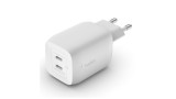 Belkin 65w Dual Usb-c Gan Wall Charger With Pps White