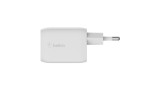 Belkin 65w Dual Usb-c Gan Wall Charger With Pps White