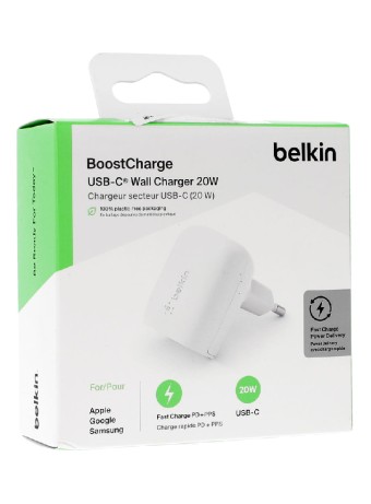 Belkin 20w Usb-c Pd Pps Wall Charger White