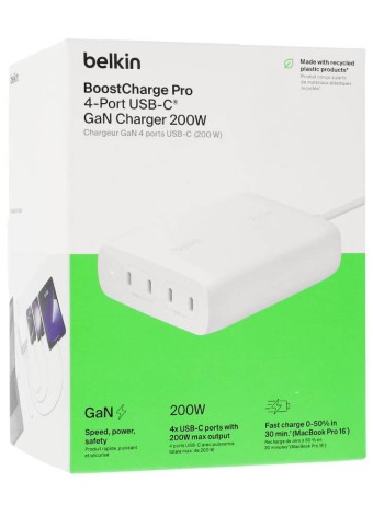 Belkin Boostcharge Pro 4-port Usb-c Gan Charger 200w