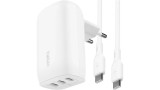 Belkin 67w 3-port Usb-c Wall Charger Pps 20w+20w+25w 100w 5a Usb-c Cable