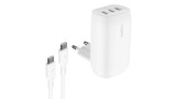 Belkin 67w 3-port Usb-c Wall Charger Pps 20w+20w+25w 100w 5a Usb-c Cable