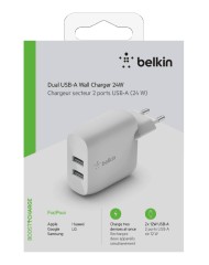 Belkin Dual Usb-a Wal Charger 12w X2 White