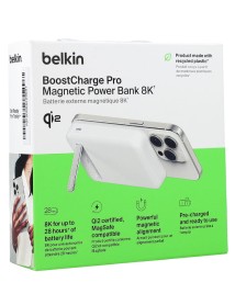 Belkin 8k Qi2 Magsafe Compatible Power Banck With Kickstand White 
