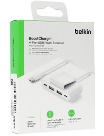 Belkin 4 Port Usb Power Extender 2xc 2xa Up To 30w White 